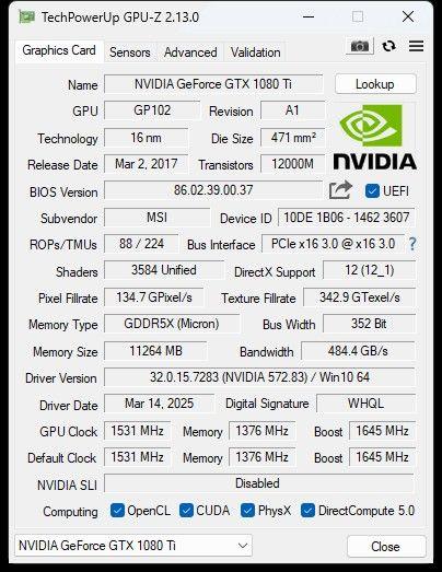 グラフィックボード・グラボ・ビデオカード MSI GeForce GTX 1080 Ti ARMOR 11G OC