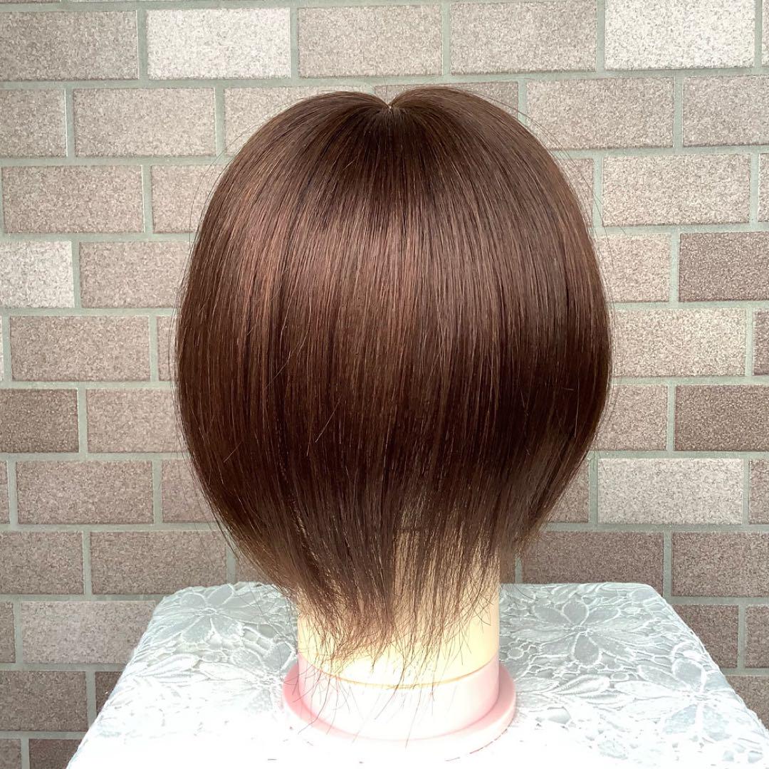 人毛100% 総手植 医療用 部分ウィッグ ヘアピース ブラウン医療用 3D前髪