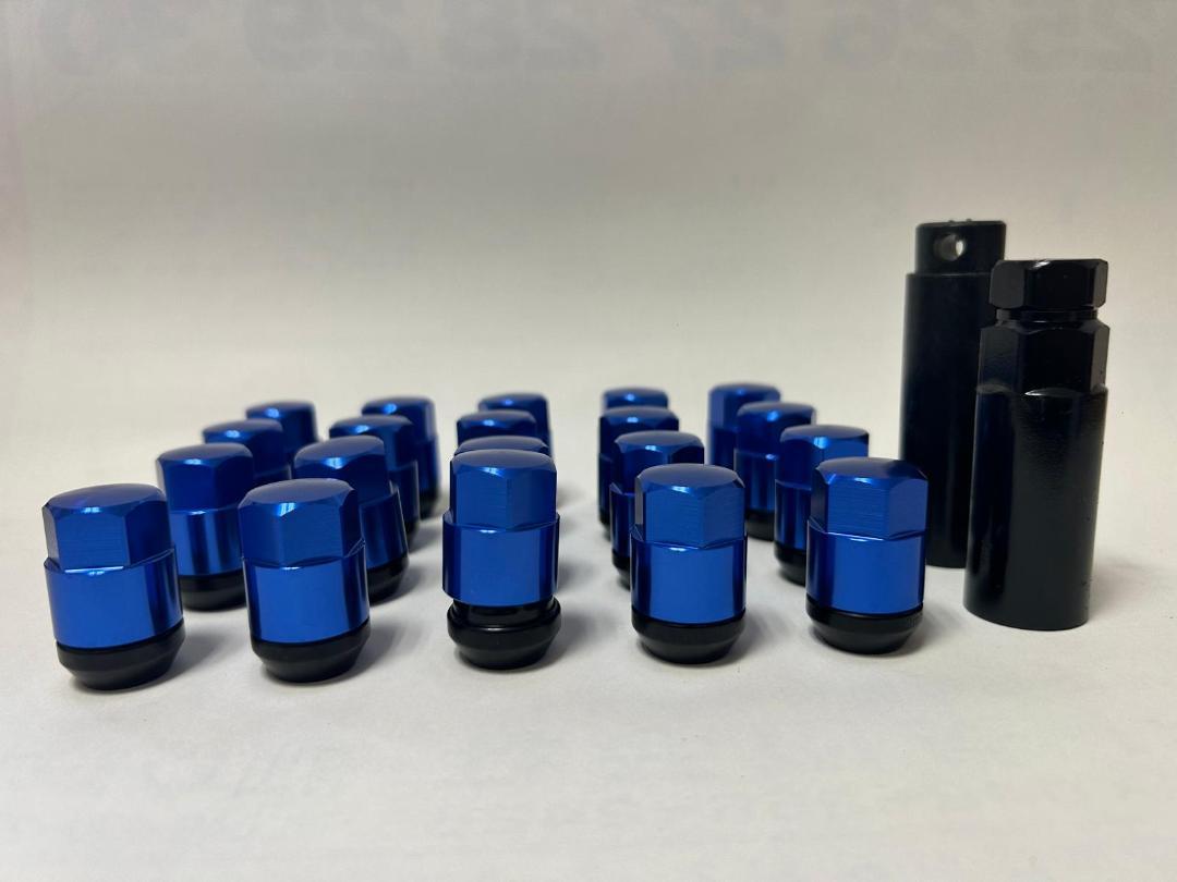 2ピースアルミハイブリットナット ネジ部スチール M7S M12x1.5 ブルー