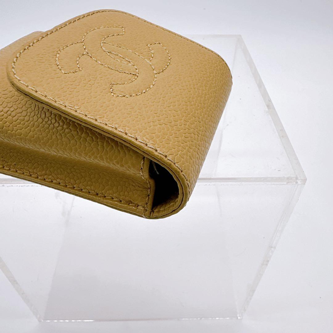 CHANEL シャネルココマーク シガレットケースグレインドカーフスキンベージュ CHANEL シャネルココマーク シガレットケースグレインドカーフスキンベージュ