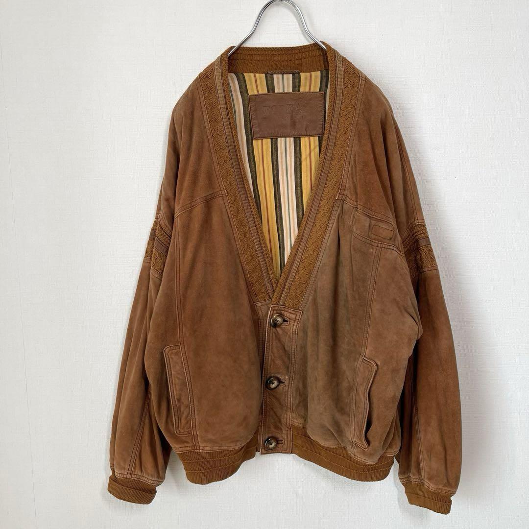 希少　90s vintage スペイン製　レザー　カーディガン　レザージャケット