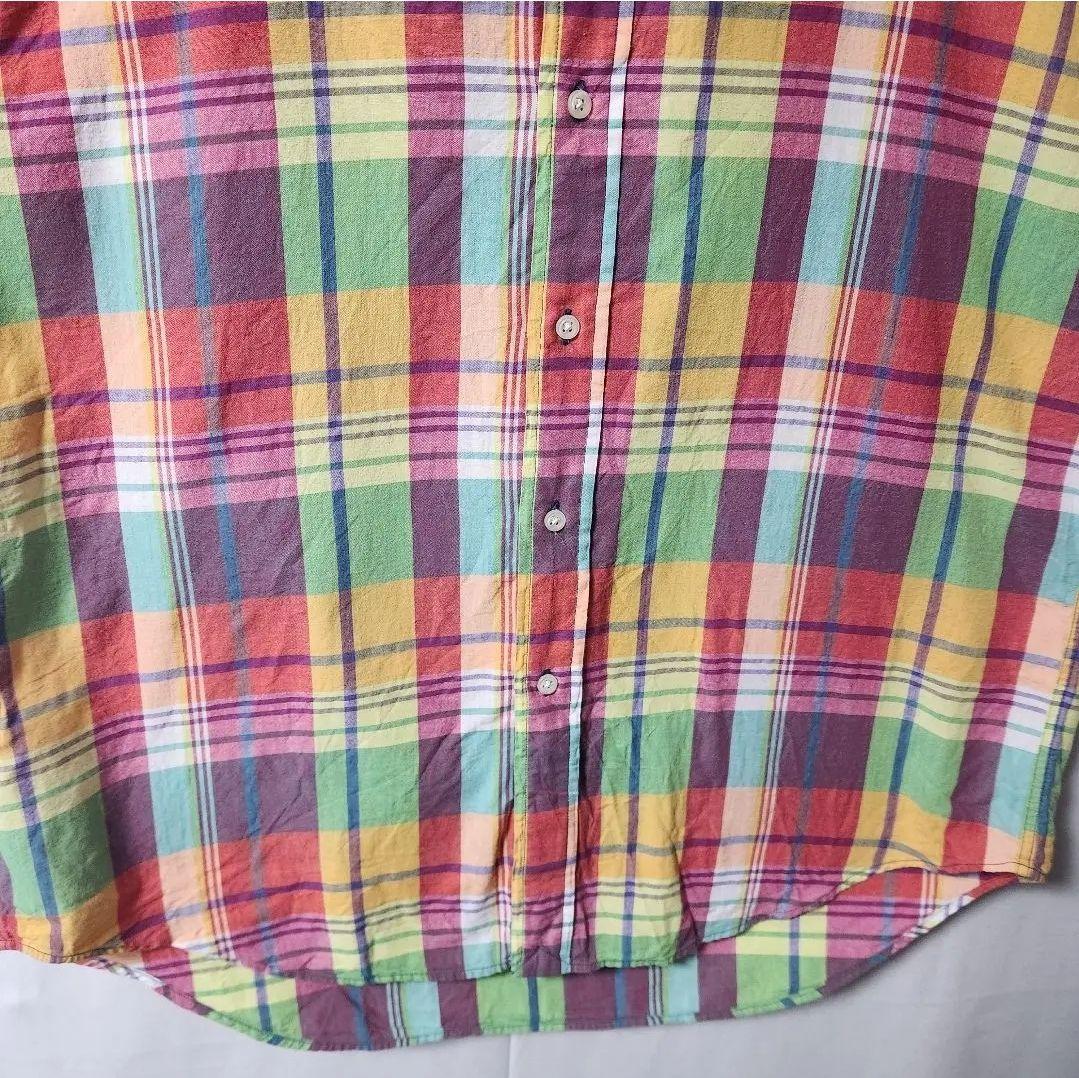 90s RalphLauren マドラスチェック BLAKE 半袖シャツ　L相当