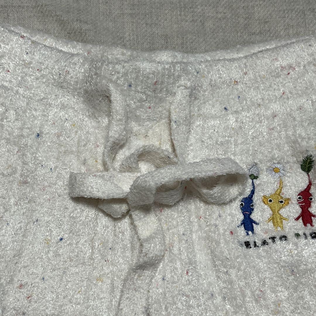 ジェラートピケ　ジェラピケ　ピクミン刺繍入りホワイトルームウェア　パンツ