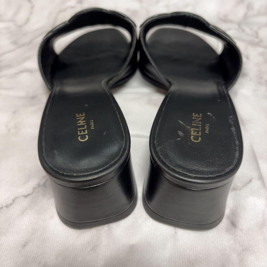 CELINE★クレメンスミュールラムスキン & パテントカーフスキン CELINE クレメンス ミュール/ラムスキン&パテントカーフスキン