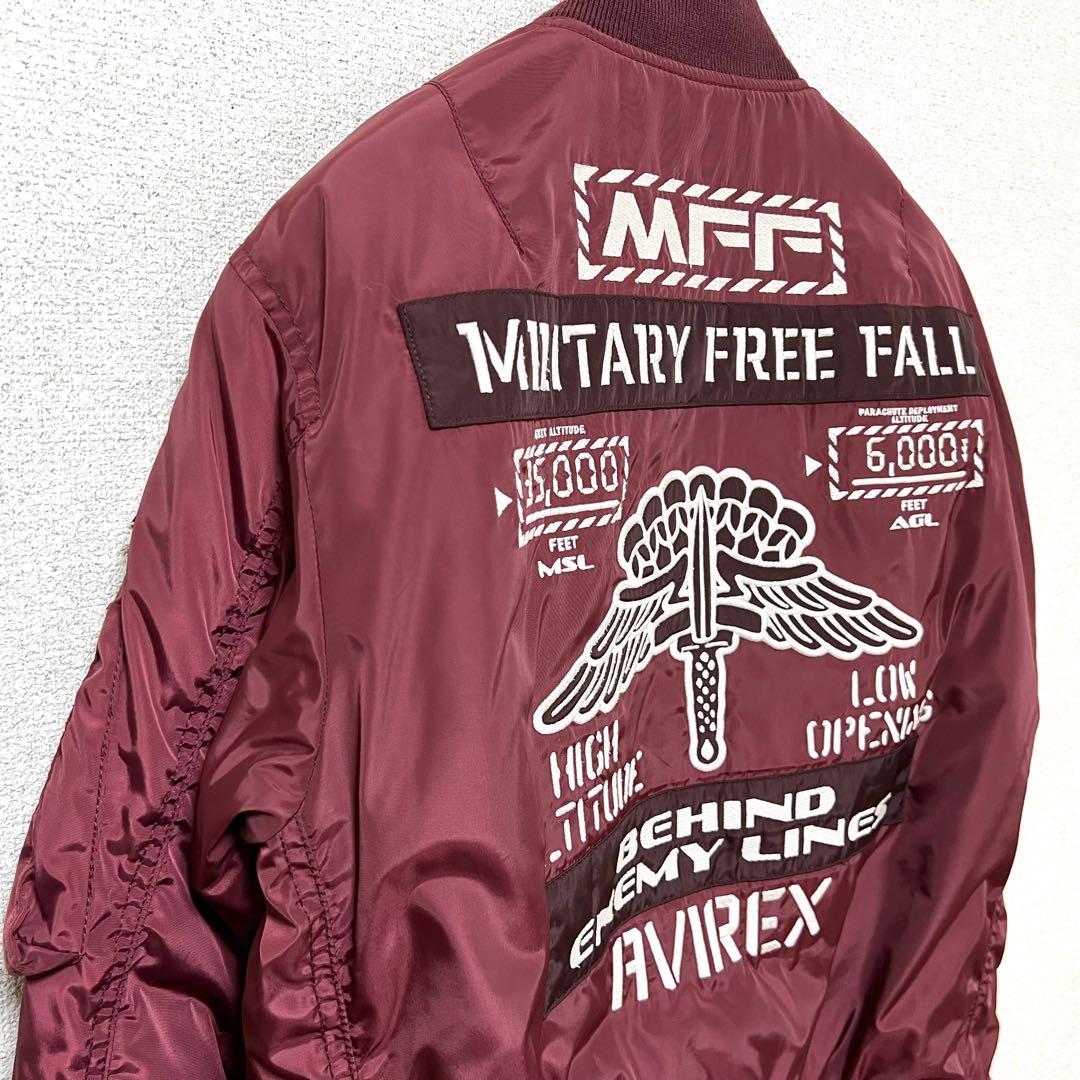 AVIREX MA-1 フライトジャケット L レッド 刺繍ワッペン