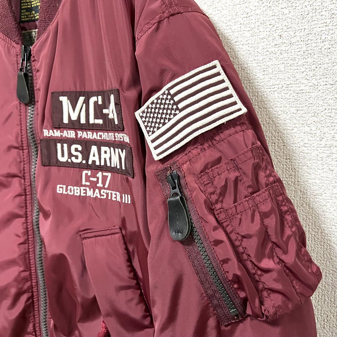 AVIREX MA-1 フライトジャケット L レッド 刺繍ワッペン
