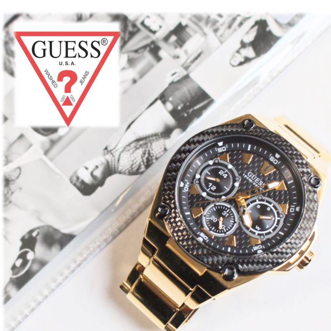《GUESS》新品 レガシー アナログ腕時計 ゴールドW1305G2 プレゼント