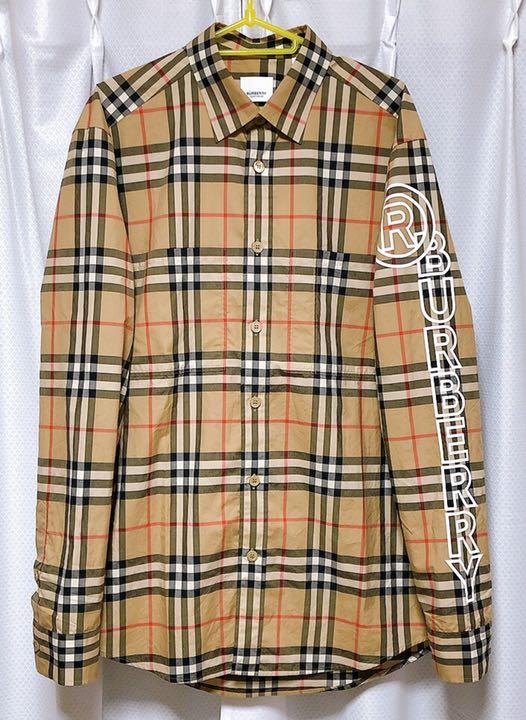 までの お袖に ロゴ入り BURBERRY 長袖シャツ PE1KI-m31187980105 ®️ BURBERRY バーバリー
