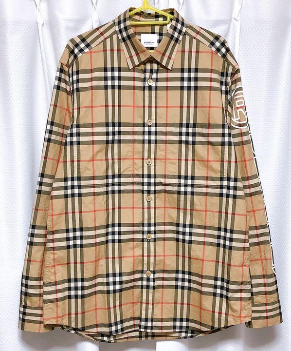 までの お袖に ロゴ入り BURBERRY 長袖シャツ PE1KI-m31187980105 ®️ BURBERRY バーバリー