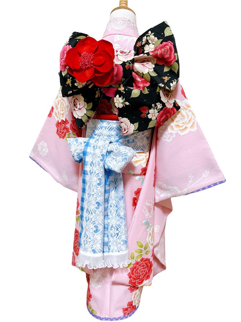 アイボリー♡七五三　7歳　女の子　セット　一式　ピンク　くすみカラー　ビーズ 姫系フルセット♡七五三 7歳 女の子 一式 ピンク ブランド