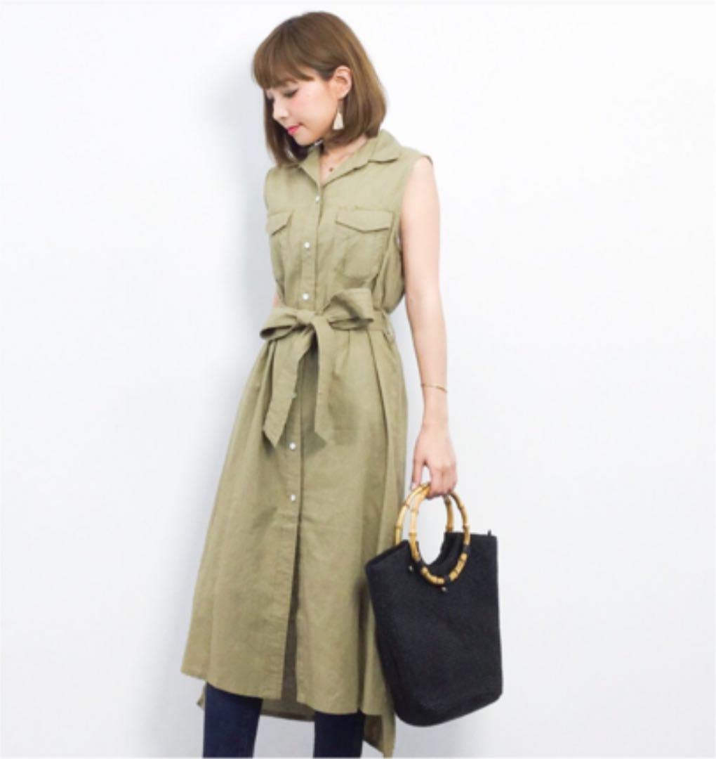 ナノユニバース リネンノースリーブシャツワンピース 人気のファッションブランド