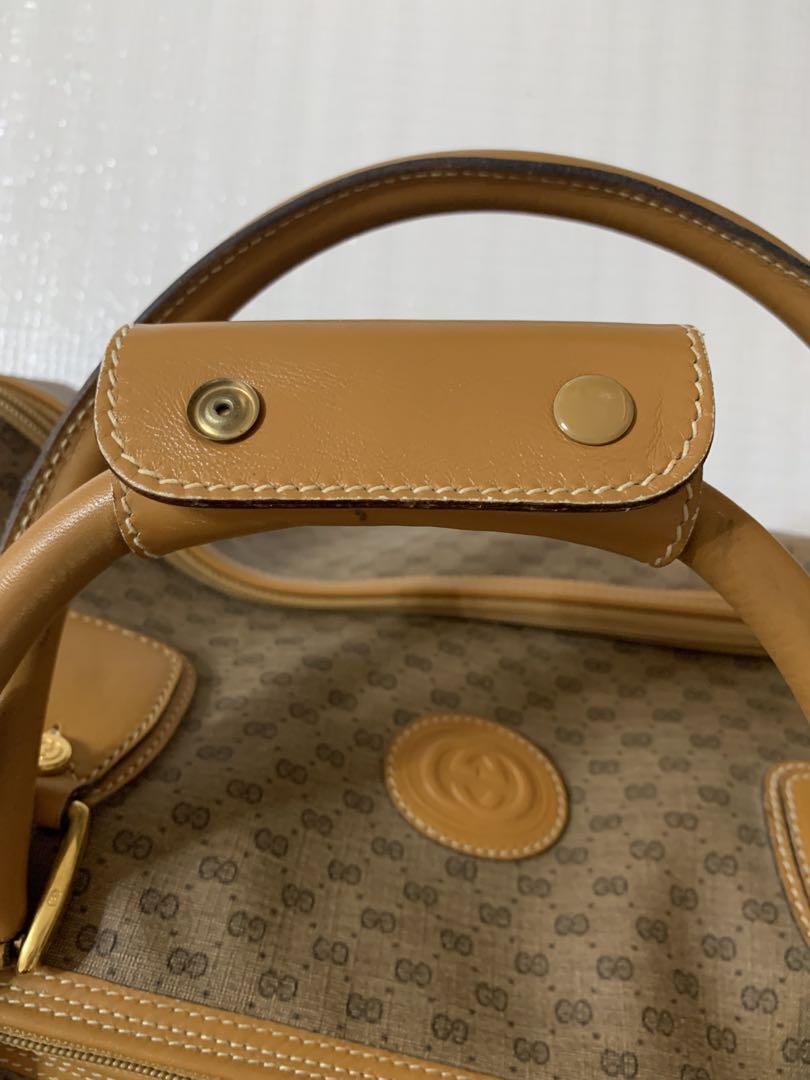 GUCCIブラウン ボストンバッグ 中型 キャンバス・レザー