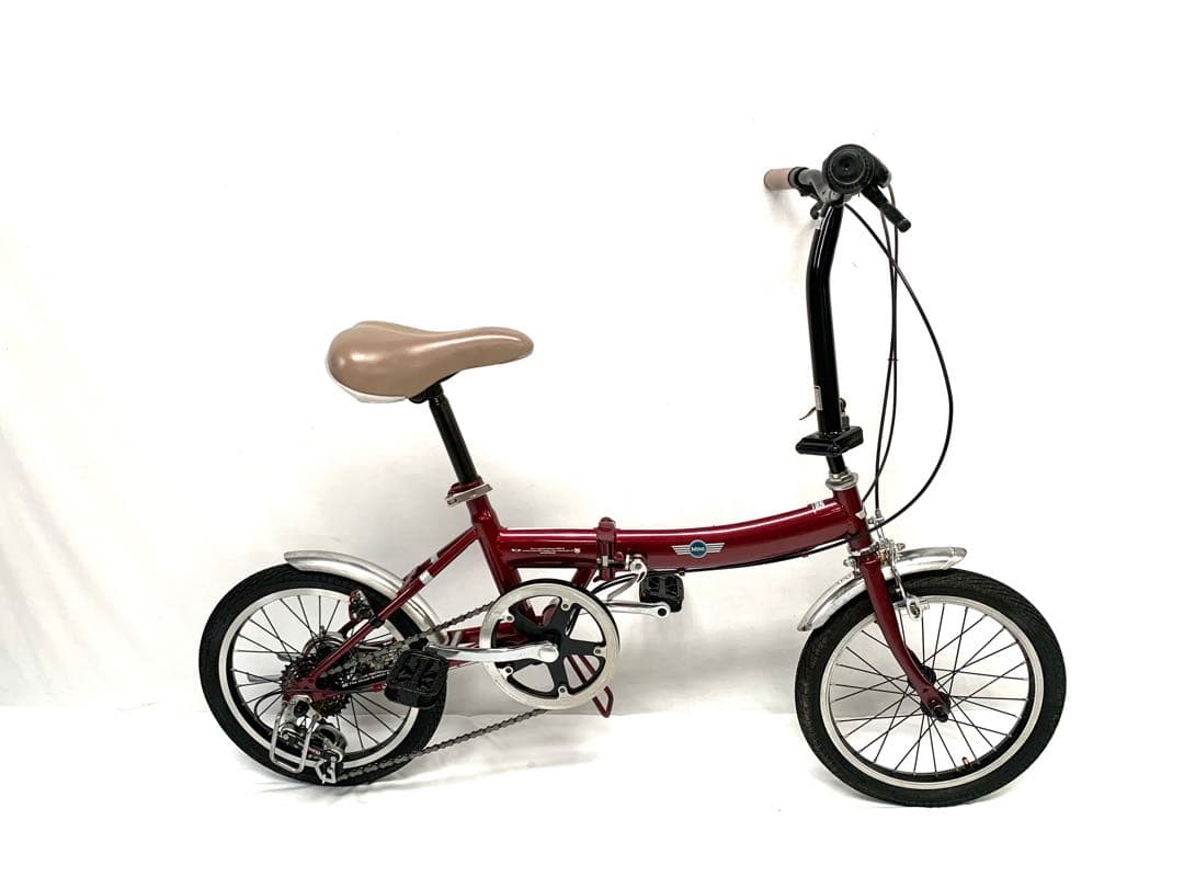 即乘 送料無料MINI折り畳み自転車 SHIMANO 6速16インチ ミニベロやや傷や汚れあり