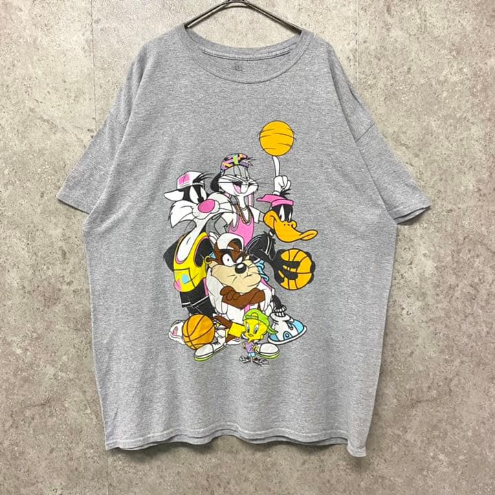 希少☆US輸入】ルーニーテューンズ 両面プリントTシャツ グレー メンズ