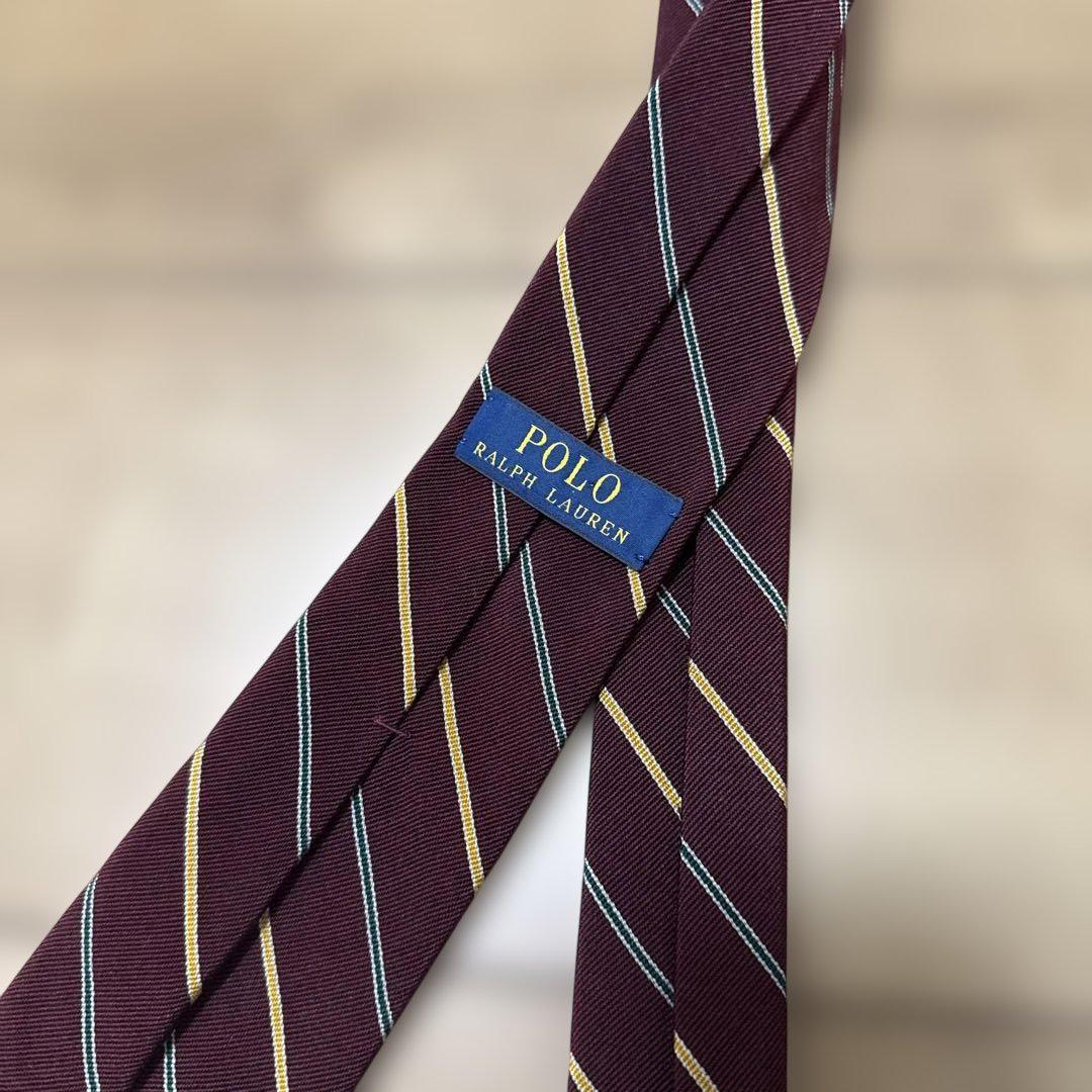 Polo Ralph Lauren バーガンディ ストライプ ネクタイ