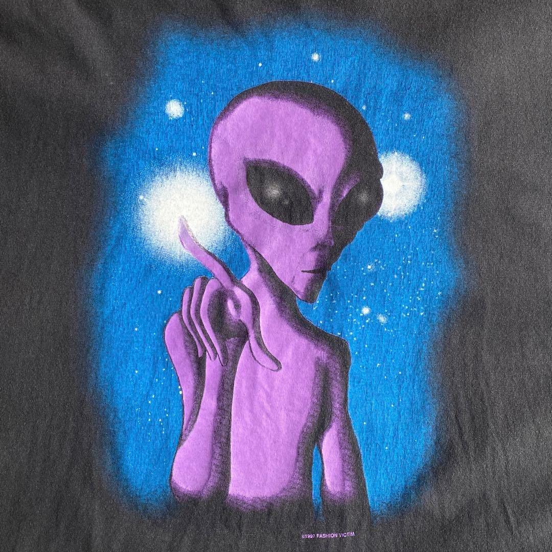 レア90s良フェードFASHION VICTIMエイリアンTシャツUSA製2XL