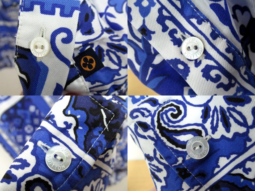 極美品 ルイヴィトン モノグラム バンダナ シャツ 長袖 ブルー・青 極美品 ルイヴィトン モノグラム バンダナ シャツ 長袖 ブルー・青Ω
