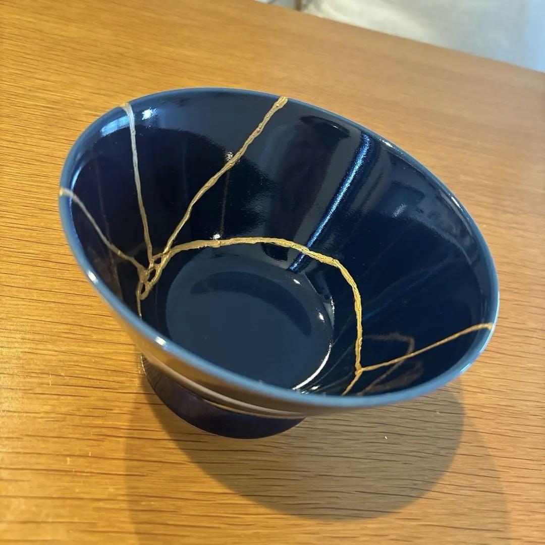『初日の出』『富士山』金継ぎ風どんぶり2枚くらわんか茶碗