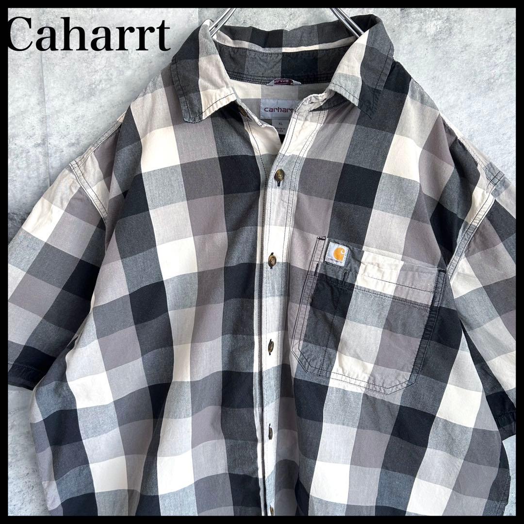 贅沢 ワンポイント刺繍ロゴ 【レア】カーハート チェック XL 半袖