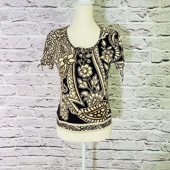 美品】LEONARDレオナール 花柄 半袖カットソー Tシャツ サイズ M