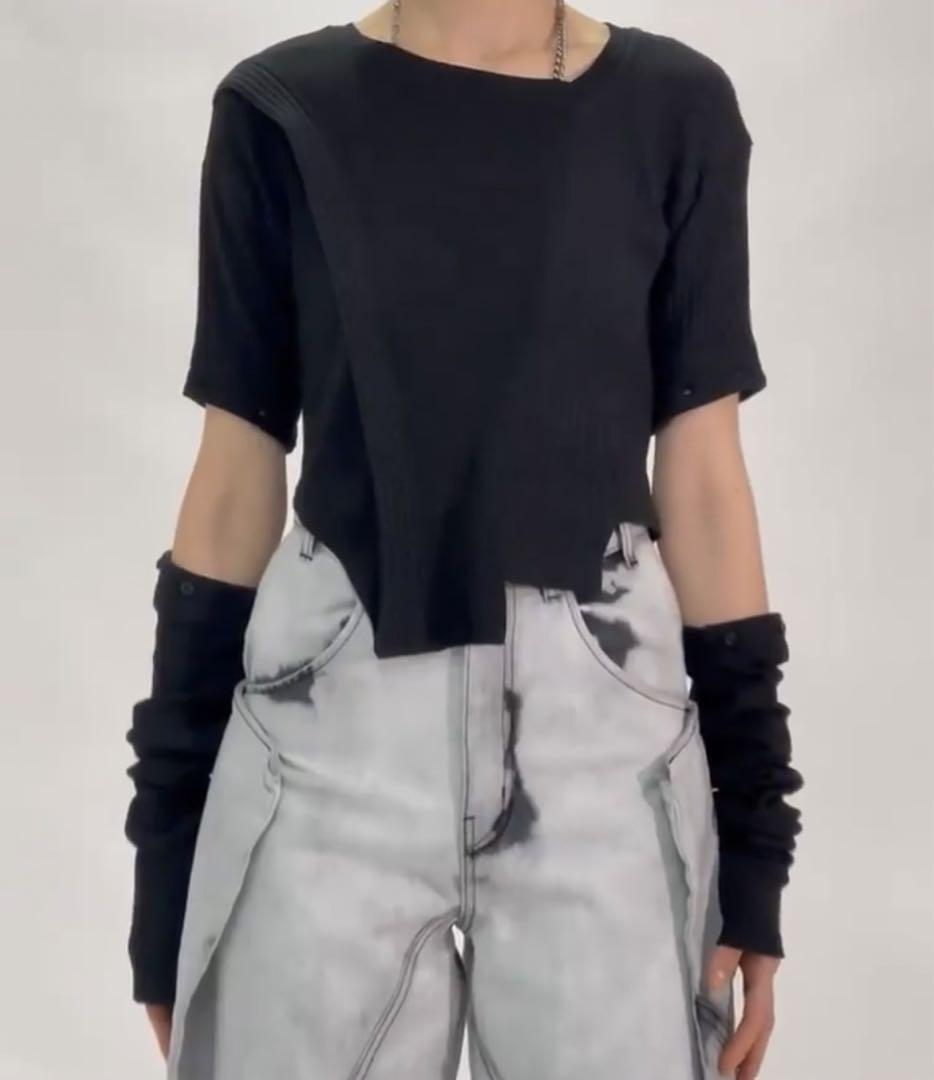 VIAVANDA 2way switching rib knit top