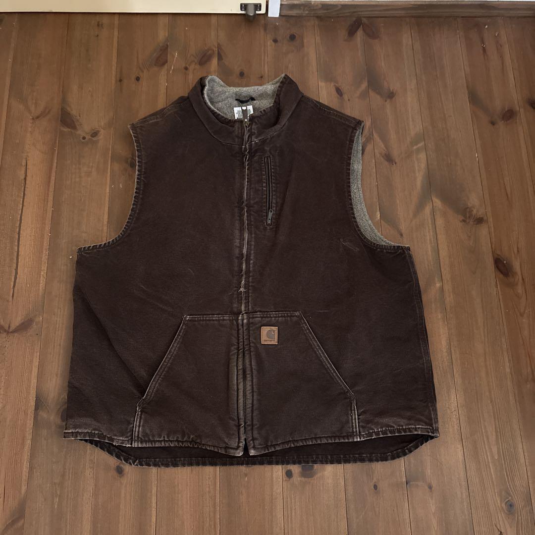 Carhartt ブラウン フリース裏地ベスト タグ付き