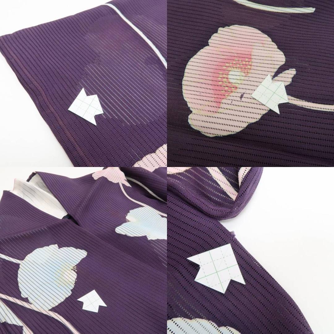 美品 縦絽 ポピー 夏着物”主役級の華やかさ！軽やかに舞うポピー”小紋 6193