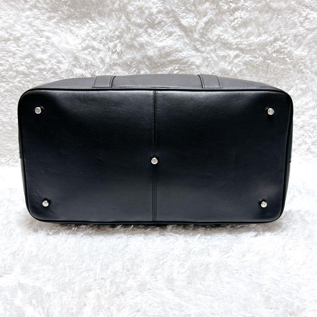美品】COACH ボストンバッグ 黒 オールレザー 大容量 シボ革