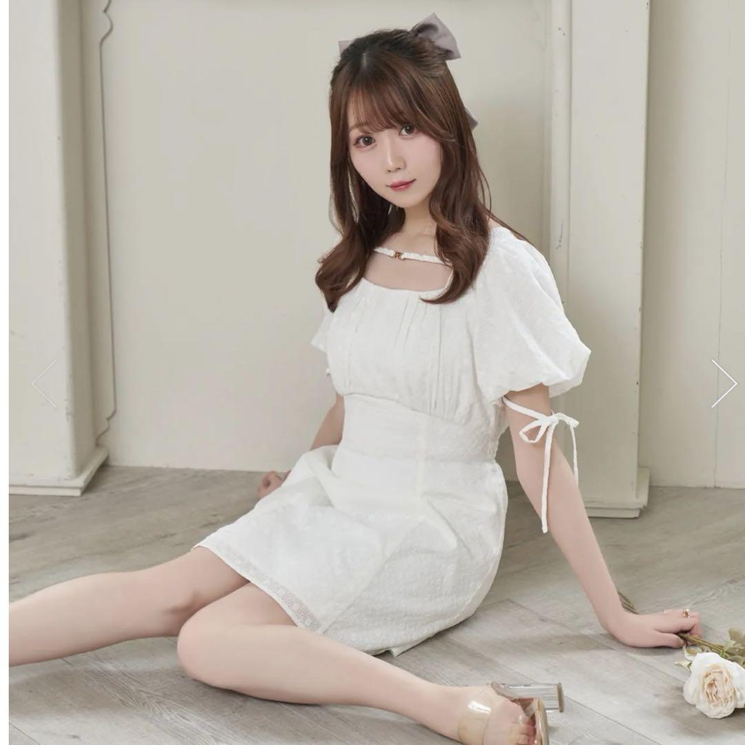 ワンピース rose charm cotton race mini onepiece