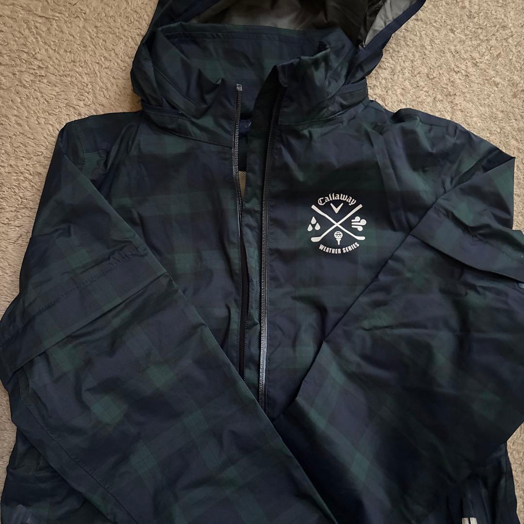 Callaway レディース レインウェア ダークグリーン チェック柄