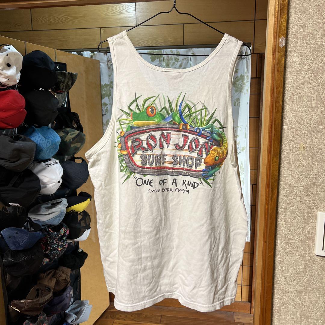 古着　RON JON SURF SHOP ロンジョン タンクトップ L 白　短丈