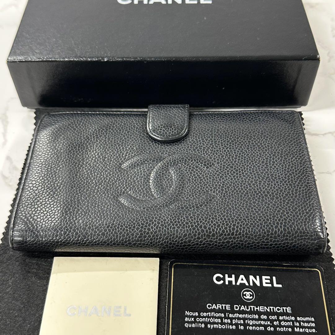 超良品‼️ シャネル　CHANEL 財布　長財布　キャビアスキン　デカココ