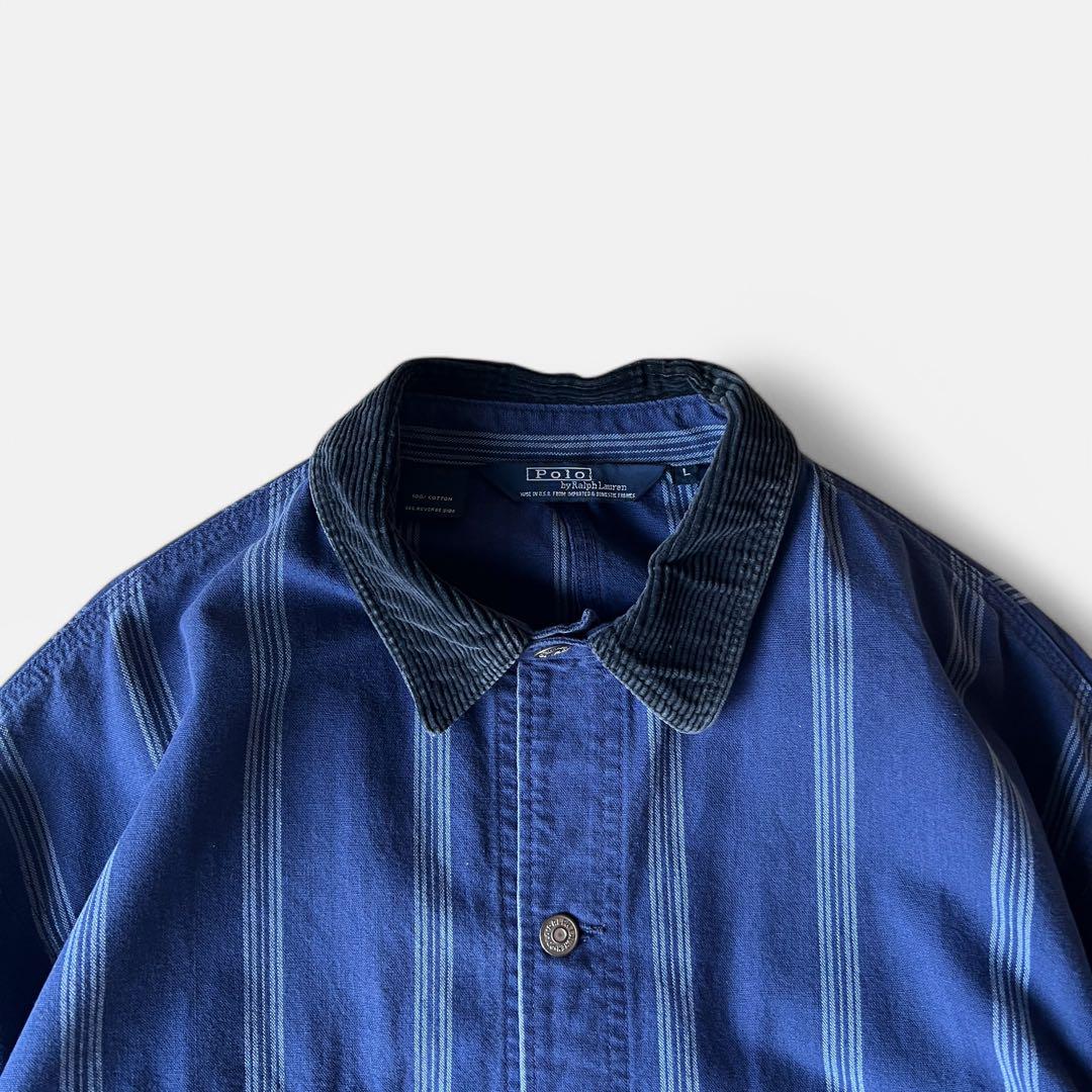 90s ポロバイラルフローレン Chore Coat Blue Stripe