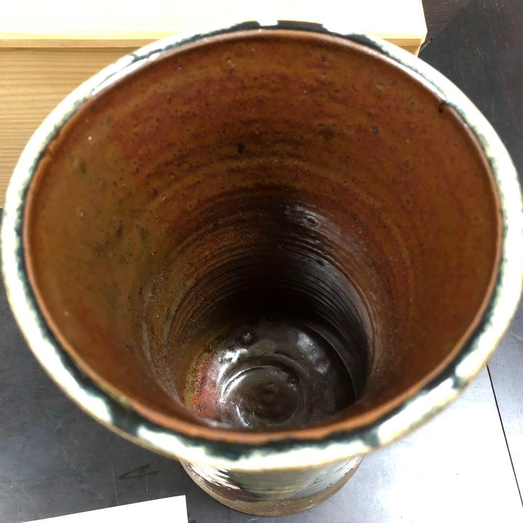 丹山窯☆ 小峠葛芳作☆ 灰釉掛分☆花生☆丹山☆花瓶☆花器☆壺