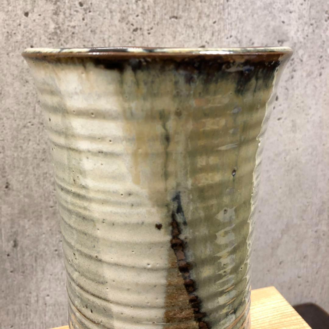 丹山窯☆ 小峠葛芳作☆ 灰釉掛分☆花生☆丹山☆花瓶☆花器☆壺 丹山窯☆ 小峠葛芳作☆ 灰釉掛分☆花生☆丹山☆花瓶☆花器☆壺