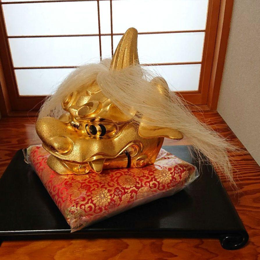 獅子頭 金箔 富山県井波彫刻 獅子頭 金箔 富山県井波彫刻