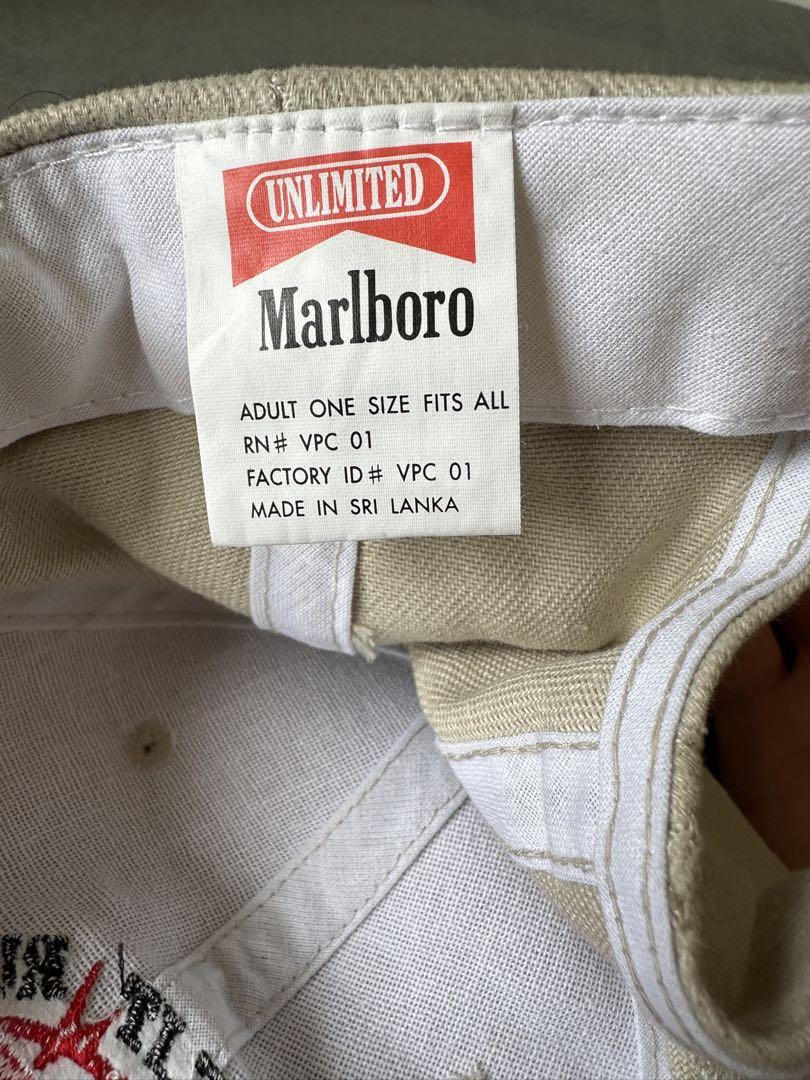 90s Marlboro 2トーンキャップ ベージュxグレーVINTAGE企業 メンズ
