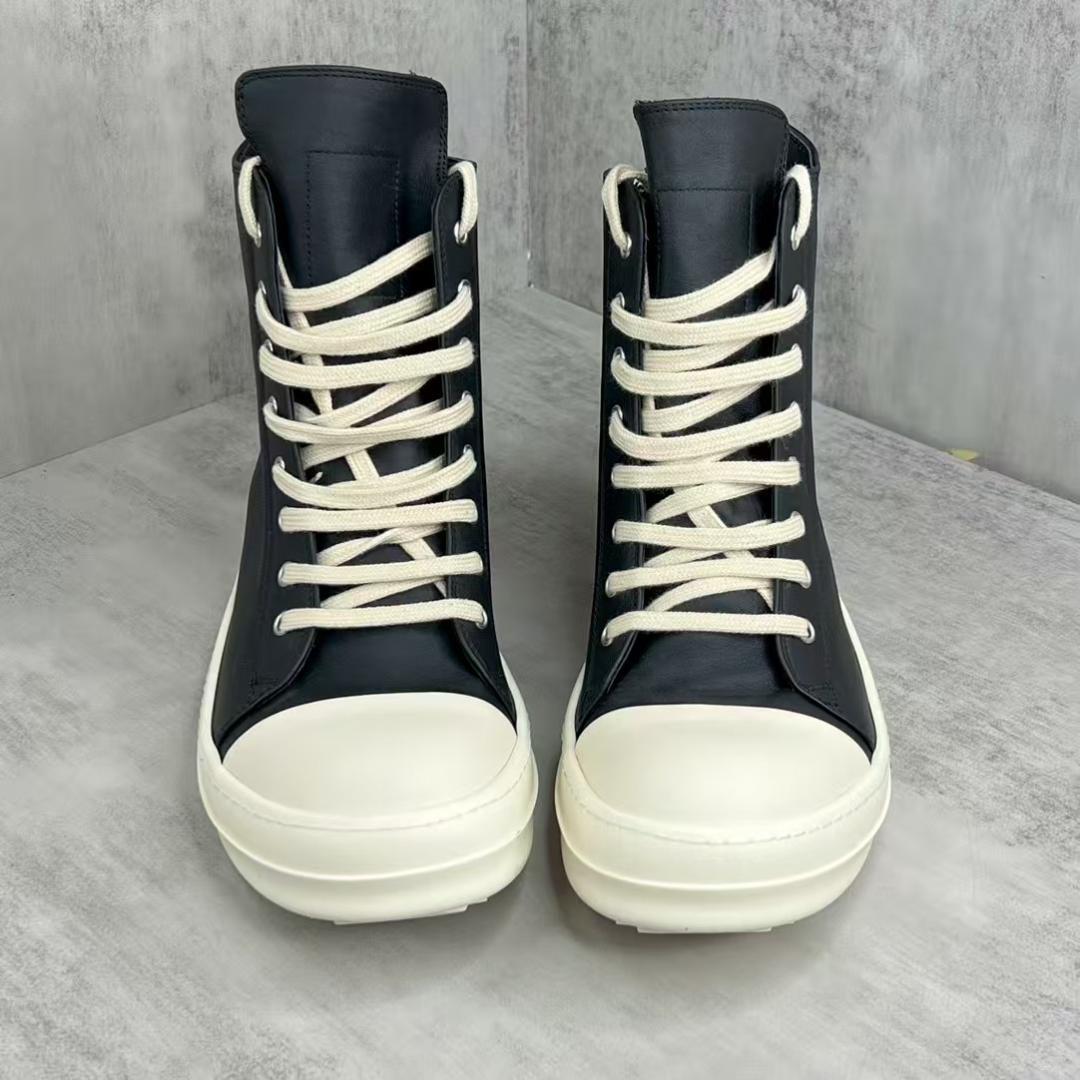 【美品】Rick Owensハイカットスニーカーブラック/ホワイト**42**