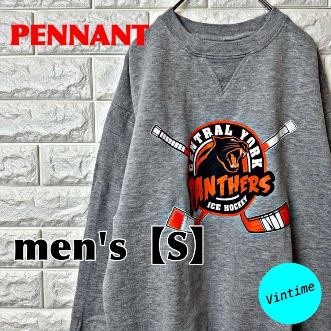 V89【PENNANT】プリントスウェット【メンズS】グレー