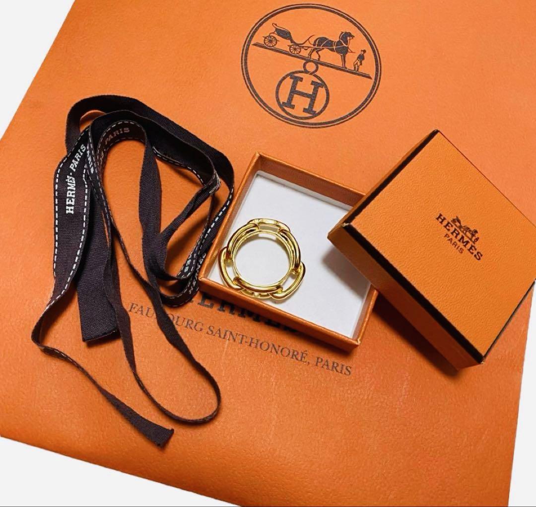 【極美品・箱付】HERMÈS エルメス スカーフリング シェーヌダンクル ルカデ