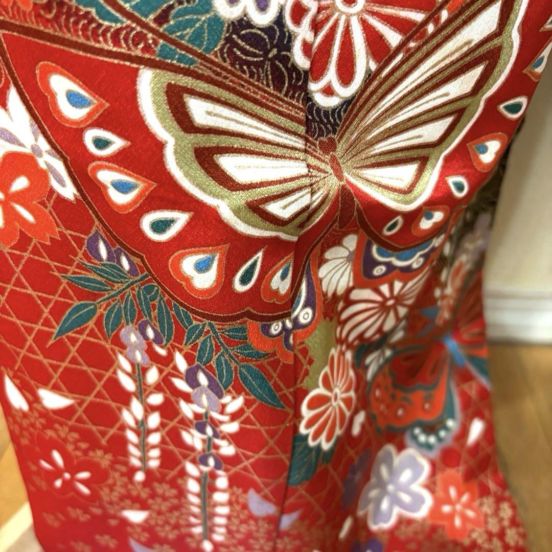 最上の品質な 七五三七歳‼️正絹豪華絢爛赤地に御所車花々金彩