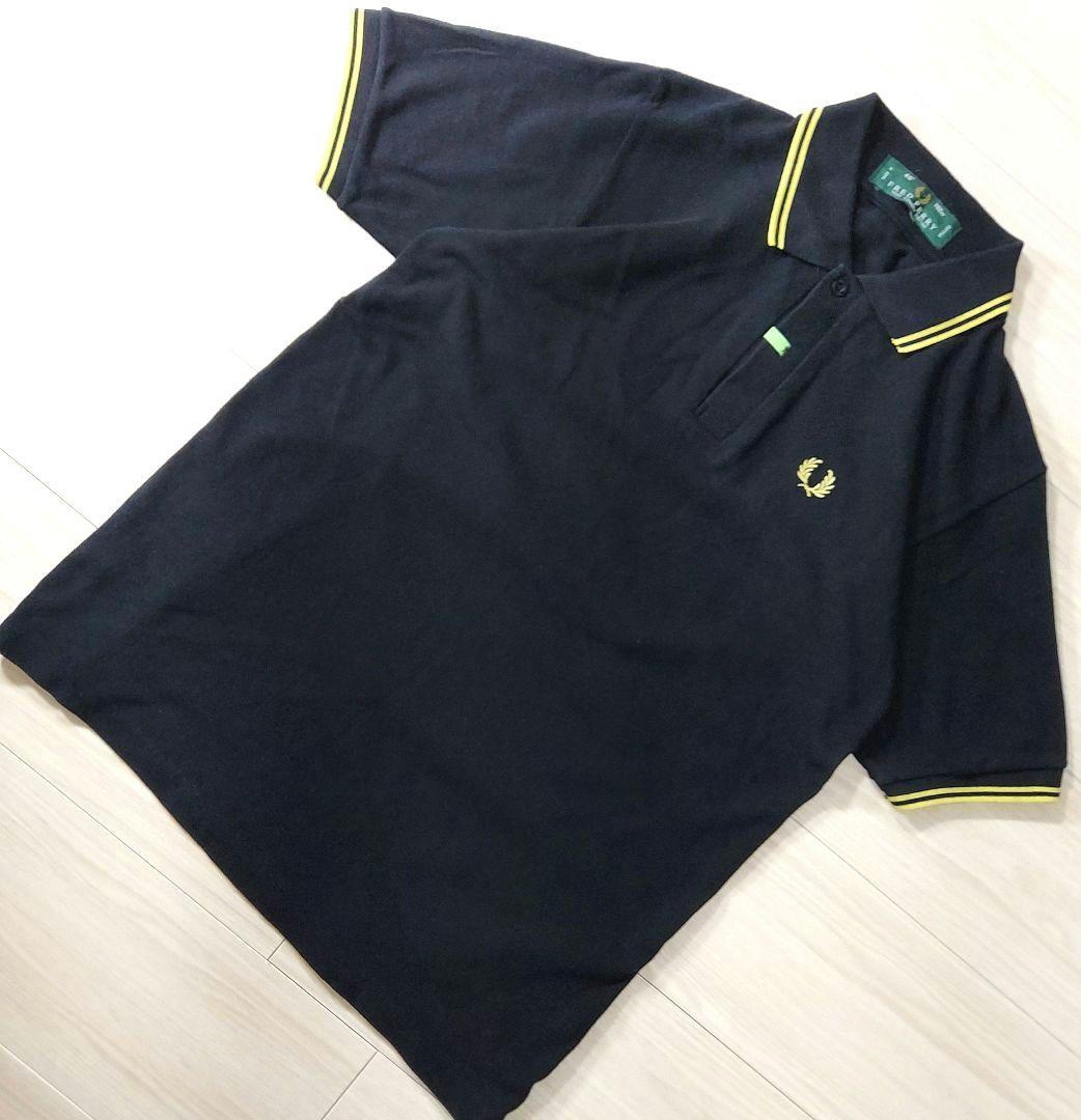 FRED PERRY M12 イングランド ロゴ 刺繍 鹿の子 黒