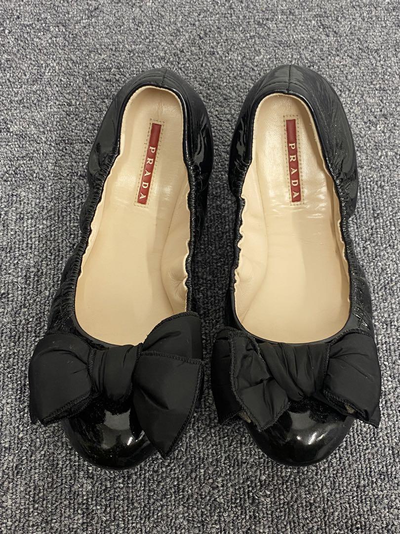 PRADA プラダ リボン パンプス フラットシューズ