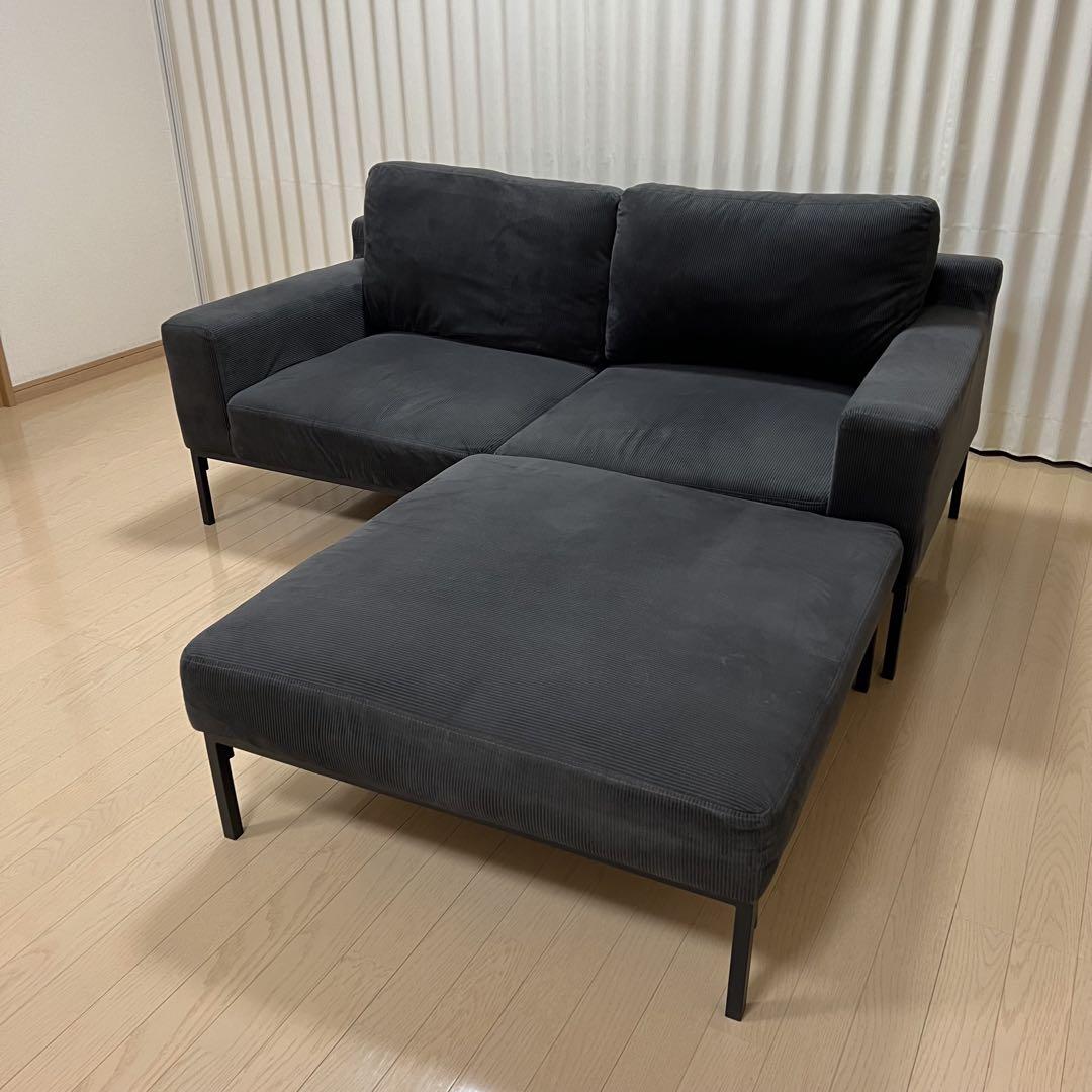 【地域限定送料込み】定価69,990円　ベルベット調カウチソファ LOWYA
