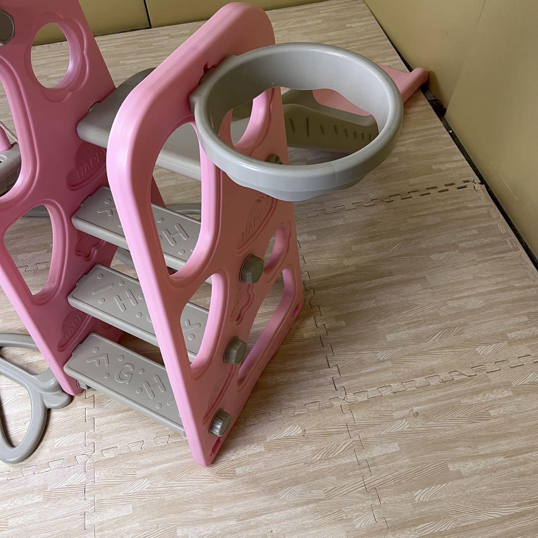 ☆除菌清掃済☆ すべり台＆ブランコ ジュニア 室内使用品 ピンク