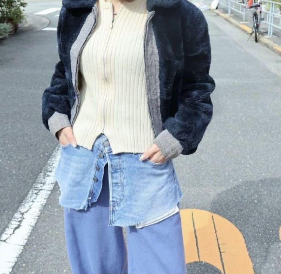 Levi's501 リメイクデニムラップスカート　ブラックデニム　古着屋購入 Levi's501 リメイクデニムラップスカート ブラックデニム 古着屋