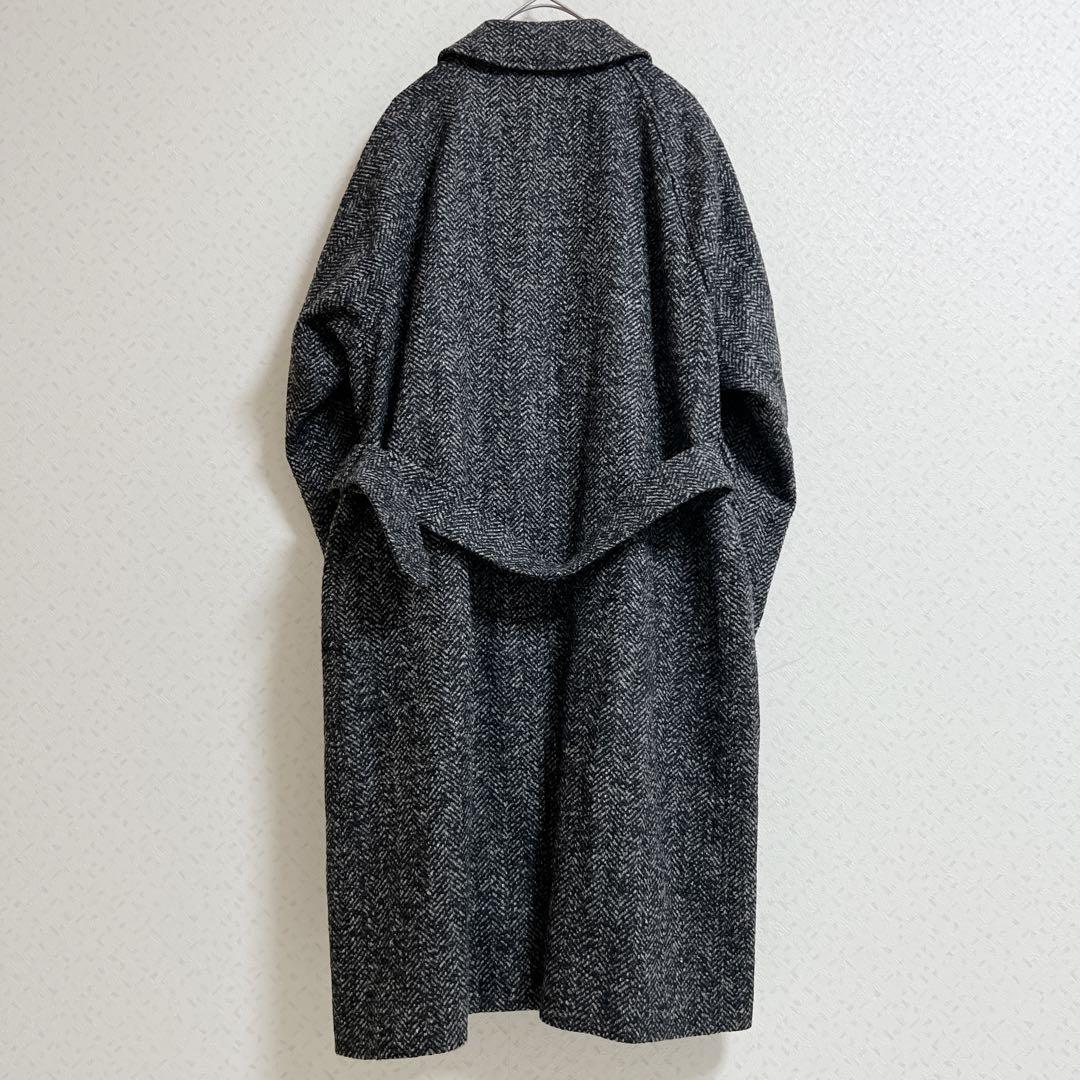 【美品】マッキントッシュ　ヘリンボーン　バルカラーコート　ベルト　グレー　40