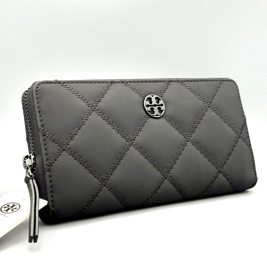 トリーバーチ 長財布 キルティング オールブラック ショッパー付きTory Burch