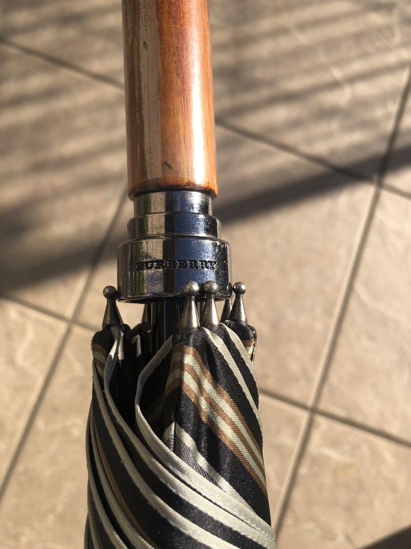 【美品】Burberry メンズ長傘 グレー