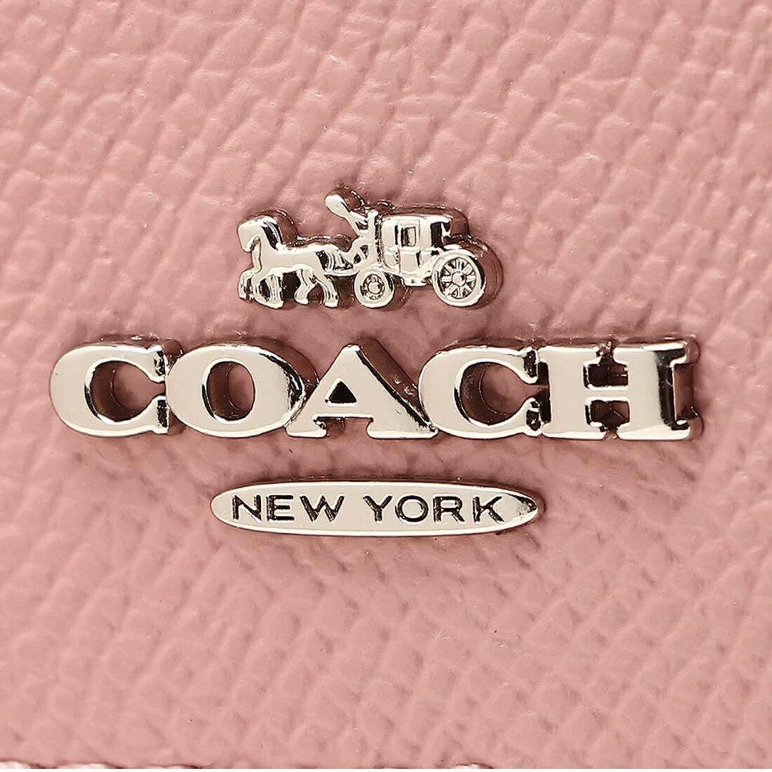 COACH 長財布ピンク×オックスブラッド シルバー色金具 ラウンド